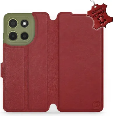 Zdjęcie produktu dla Skórzane etui na telefon Motorola Moto G15, Mobiwear Leather, ciemnoczerwone