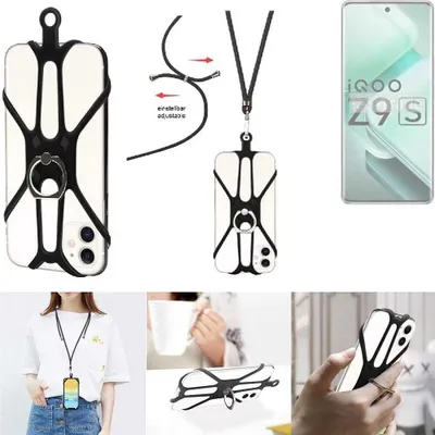 Produktbild von K-S-Trade 3in1 Handykette Handyband Handykordel Halsband Smartphone-Ring Handy-Ring kompatibel mit Vivo iQOO Z9s Fingerhalterung Handyring