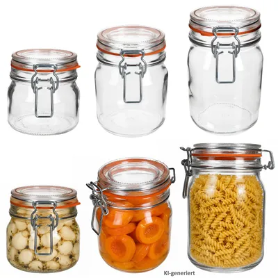 Immagine prodotto di Set da 6 barattoli per conserve Odin da 1 L, 0,75 L e 0,5 L con chiusura a clip