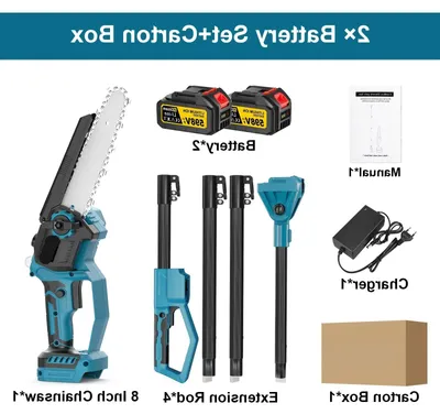 Image de Scie à chaîne de 8 pouces - Scie à chaîne sans fil télescopique - Scie à branches extensible avec 2 batteries