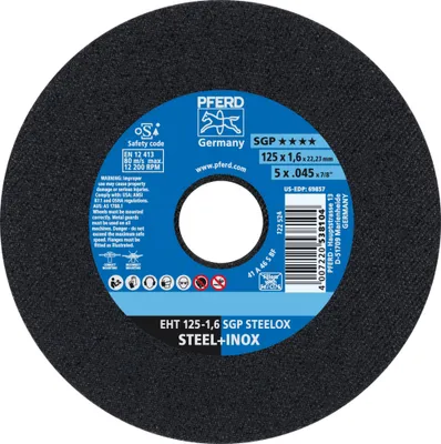 Produktbild von PFERD TOOLS Trennscheibe EHT 125x1,6x22,23 mm gerade Speziallinie SGP STEELOX für Stahl/Edelstahl