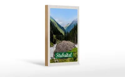 Produktbild von Holzschild Reise 12x18 cm Stubaital Österreich Wanderung Natur