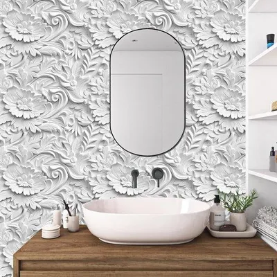 Produktbild von Unyqoos® selbstklebende 3D-Blumentapete für Wände und Möbel im Wohnzimmer 44,5 cm x 7 m