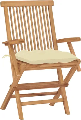 Produktbild von vidaXL Gartenstühle mit Cremeweißen Kissen 2 Stk. Massivholz Teak