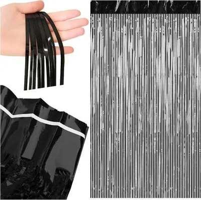 Image de Rideau de fête autocollant noir, 100 x 200 cm