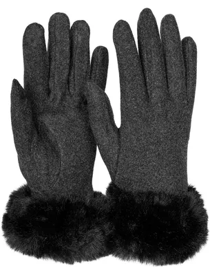 Produktbild von styleBREAKER Damen Touchscreen Stoff Handschuhe Fake Fur, Schwarz