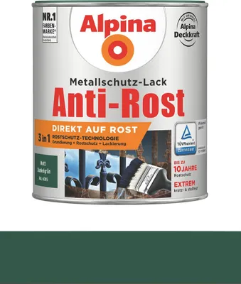 Produktbild von Alpina Metallschutzlack Anti-Rost Dunkelgrün 750 ml matt