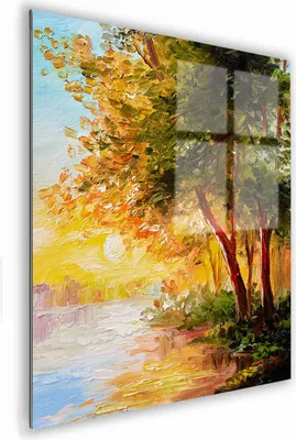 Zdjęcie produktu dla OBRAZ NA SZKLE KWADRATOWY 60x60cm 021 Drzewa nad rzeką