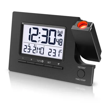 Produktbild von BEARWARE Digitaler Wecker, Projektionswecker, Wecker mit Projektion, Funkwecker digital, Datums- und Wochentagsanzeige, LED Hintergrundbeleuchtung, Snooze, 2 Weckalarme