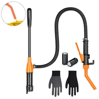 Produktbild von Tragbare elektrische Transferpumpe – 9L/Min,für Benzin, Wasser, Öl, korrosionsbeständig, einfach zu bedienen, mit Schlauch & Handschuhen, orange, 3–9V