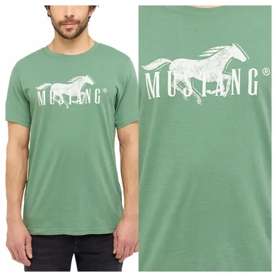 Immagine prodotto di Mustang | T-shirt da uomo in cotone verde, modello regular fit, taglia M