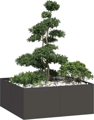 Produktbild von （Robust Möbel）Pflanztopf/Blumenkübel Moderne - Pflanzkübel - Blumentopf Schwarz 100x100x40cm Stahl Promotion635167 - Beete