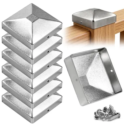 Imagen del producto de Tapas para postes de madera, fabricadas en metal galvanizado, de 91 x 91 mm, lote de 6 unidades