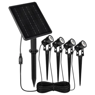 Produktbild von MasterLED Solar-Gartenstrahler 4 x LED 3000K 400lm IP54 Schwarz Erdspieß
