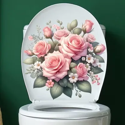 Produktbild von GKA WC-Deckel Aufkleber Natur Toilettendeckel Tattoo selbstklebend Toilette - rosa Rosen