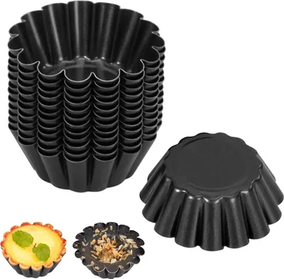 Produktbild von Mini-Tartformen 12 Stück 63 x 24 cm - Metall Tartelette Formen für kleine Torten, Quiches und Muffins