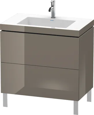 Produktbild von Waschtischunterbau L-CUBE m WT Vero Air 698x800x480mm 1 HL fla gr 1 Hahnloch flannel grey hochglanz
