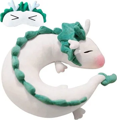 Produktbild von Famanu Nackenkissen Drache - weißes Plüsch - niedliches Kawaii Kuscheltier