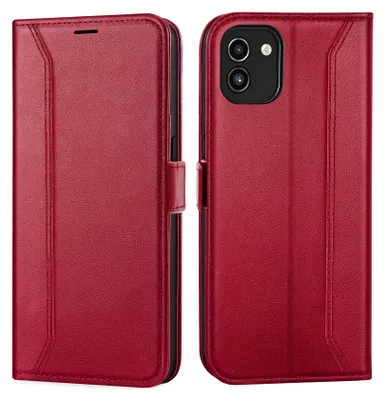 Obrázek produktu pro Pouzdro na mobilní telefon pro Samsung Galaxy A03 kryt flipové pouzdro skládací pouzdro ochranný kryt, červené