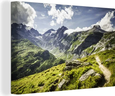 Obrázek produktu pro OneMillionCanvasses® - Plátno - Horská krajina ve švýcarské krajině, nástěnný obraz, nástěnné dekorace obrazy obývací pokoj, 90x60cm