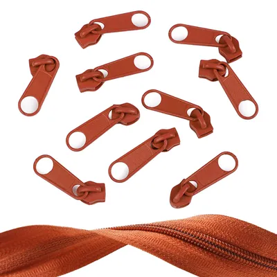 10 Reißverschluss Zipper für Endlosreißverschluss, 5mm, rotbraun
