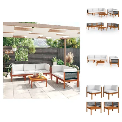 Produktbild von vidaXL 6-tlg. Garten-Lounge-Set mit Kissen Cremeweiß Massivholz Akazie -  Gartenmöbel-Sets