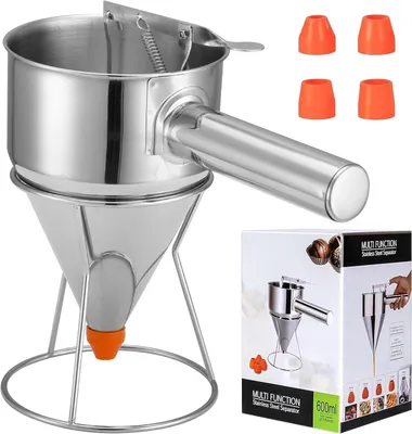 Productafbeelding van Trechter - 600 ml - Roestvrij staal - Handvat van roestvrij staal - Lekvrij - Afneembaar