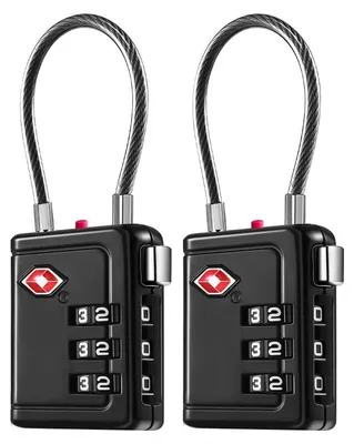 Productafbeelding van TSA-kofferketting, 3-cijferig, 2 stuks, zwart met witte cijfers