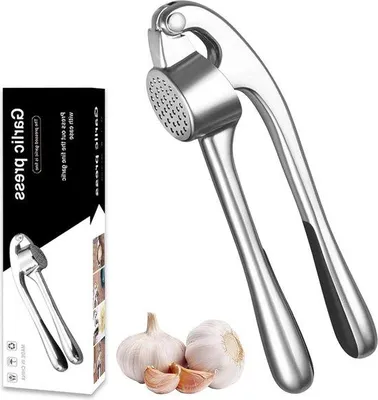 Produktbild von Knoflookzerkleinerer mit Druckgriff, praktisch, Edelstahl, für Küche