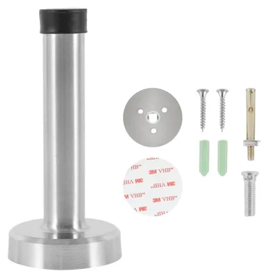 Produktbild von Türstopper aus Edelstahl, Wandtürstopper mit Gummipuffern, Bodenkeil, Bodenpuffer für alle harten Böden und Wände zum Schutz von Türen und Fenstern (silber, 18 cm/7,09 Zoll)