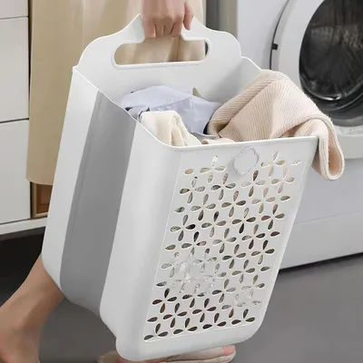 Produktbild von Zusammenklappbarer Wäschekorb 27*19*39cm Tragbarer schmutziger Wäschekorb