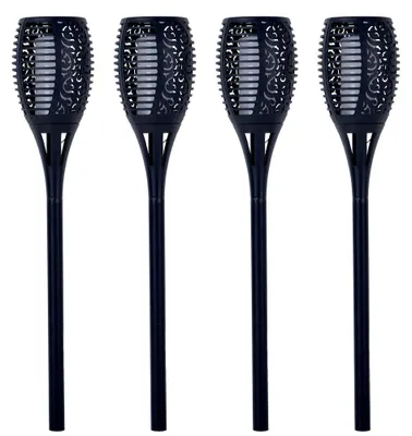 Produktbild von 4er Set LED Solarleuchte, Fackel, Feuereffekt, schwarz, H 78 cm