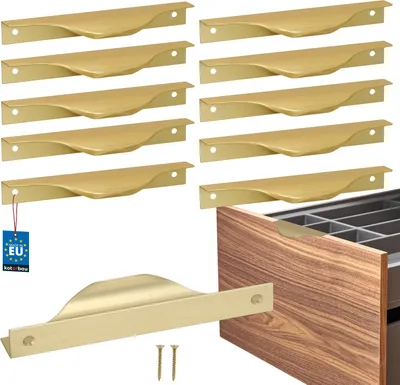 Immagine prodotto di KOTARBAU® Set di 10 maniglie per mobili Maniglie per mobili Maniglie per armadi 128 / 148 mm Maniglie per cucina in ZnAl Maniglie dorate Maniglia per ante di mobili Maniglia per profili Maniglie per porte Maniglie per cassetti di cucina Maniglie per armadi di cucina Moderno