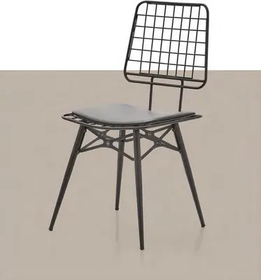 Produktbild von Gartenstuhl Terrassen Stuhl Esszimmerstuhl Metallstuhl Mit Kissen Schwarz
