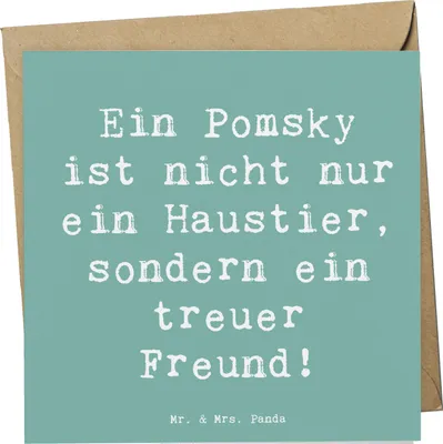 Produktbild von Mr. & Mrs. Panda Glückwunschkarte Spruch Pomsky Freund - Meeresbrise - Geschenk, Familienmitglied, Pomeranian, Grußkarte, doppelkarte, liebevoll, anlasskarte, Begleiter