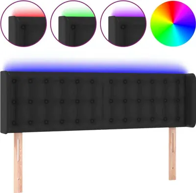 Obrázek produktu pro vidaXL LED čelo postele černé 147x16x78/88 cm Imitace kůže