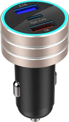 Image de 3.chargeur de voiture USB double 1A TYP-C Interface de charge rapide Auto Gold