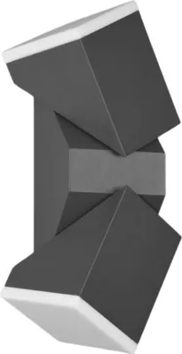 A modern, abstract sculpture-like outdoor light fixture.