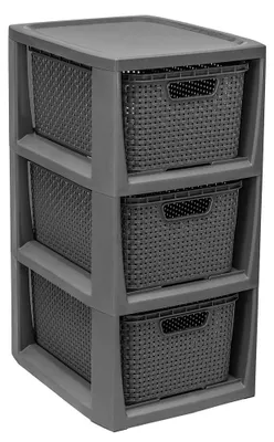 Immagine prodotto di Cassettiera in rattan - 3 cestini antracite