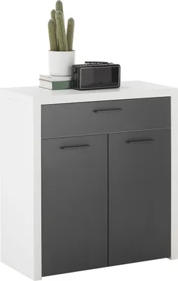 Produktbild von Kommode MODICA mit 2 Drehtüren und 1 Schublade, Farbe Weiß und Anthrazit
