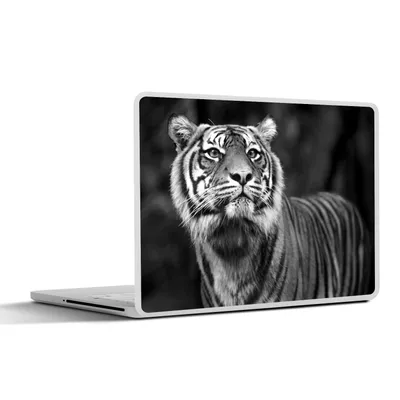 Produktbild von MuchoWow® Laptop Aufkleber Sticker Cover Tiger - Dschungel - Schwarz - Weiß 36.5x27.5 cm - Laptop-Sticker