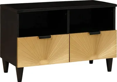 Image de Meuble TV Noir et or 70 x 33 x 46 cm Bois d'ingénierie