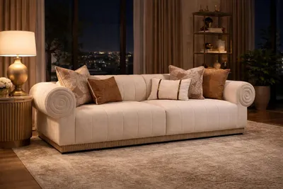 Zdjęcie produktu dla Biała sofa trzyosobowa  Sofa tapicerowana  Duża, wygodna sofa Meble do salonu