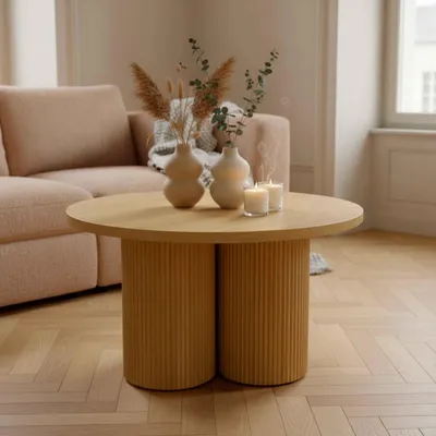 Immagine prodotto di Tavolino rotondo 80 cm in legno nero scandinavo - Oviala June