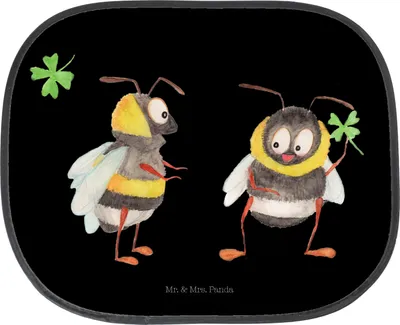 Produktbild von Mr. & Mrs. Panda Auto Sonnenblende Hummeln Kleeblatt - Schwarz - Geschenk, Biene, Hitzeschutz, Sonnenschutz, Lustige Sprüche, Autoscheiben, pkw, Hummel, Spruch Positiv