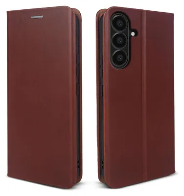 Produktbild von Handyhülle für Samsung Galaxy A17 / A17 5G Echtleder Flip Cover Hülle Case Kartenfach RFID Schutz Farbe: Dunkelbraun
