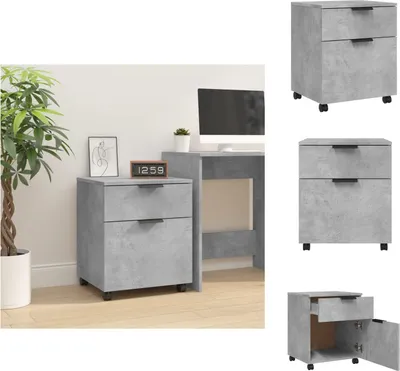 Obrázok produktu pre vidaXL Mobilná kartotéka s kolieskami betónová sivá 45x38x54 cm - Kartotéky