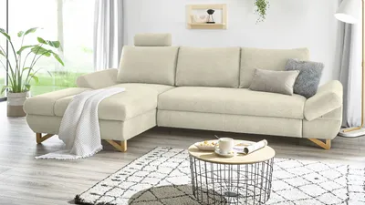 Produktbild von Ecksofa "Skalm" in beige Struktur-Stoff Wohnzimmer Sofa 284 cm