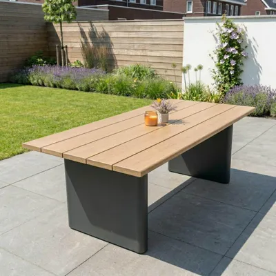 Produktbild von Gartentisch Riviera XL 240 cm Anthrazit/Holz Aluminium Dining Esstisch – 99240