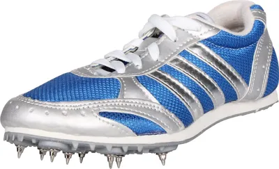 A single running shoe with spikes on a white background.